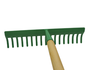 Détail dents incurvées rondes du râteau DUMTIS – fabrication belge pour usage intensif